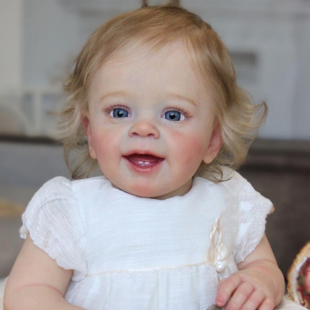  [New Series]20" Lifelike Handmade Huggable Blue Eyes Silicone Reborn Doll Girl Janet with Two Teeth - Reborndollsshop.com-