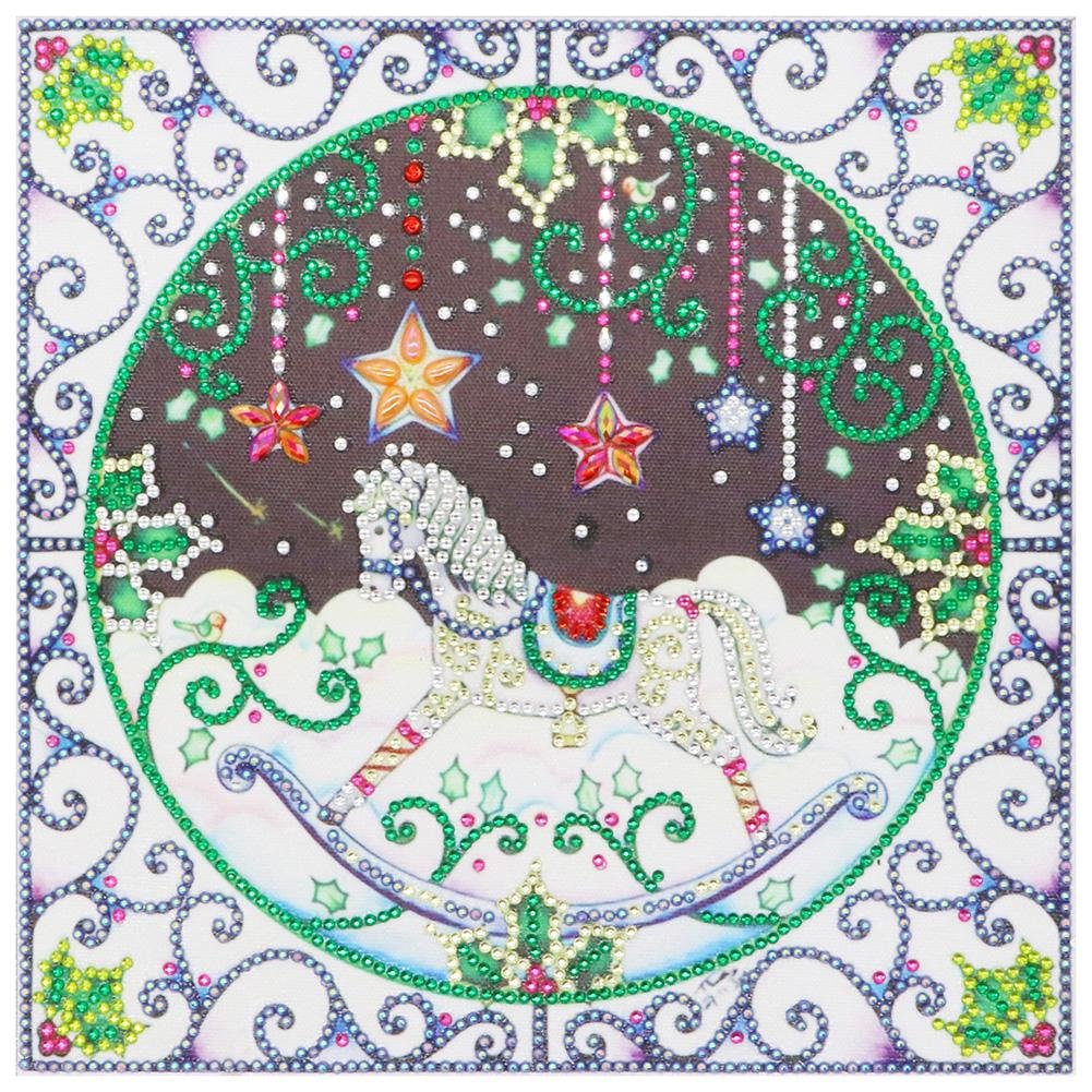 Peinture de diamant - strass en cristal - cheval à bascule de Noël