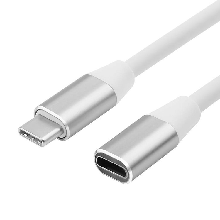 Type C Extension Cable USB-C Male to Female Charging Data Wire (Silver)