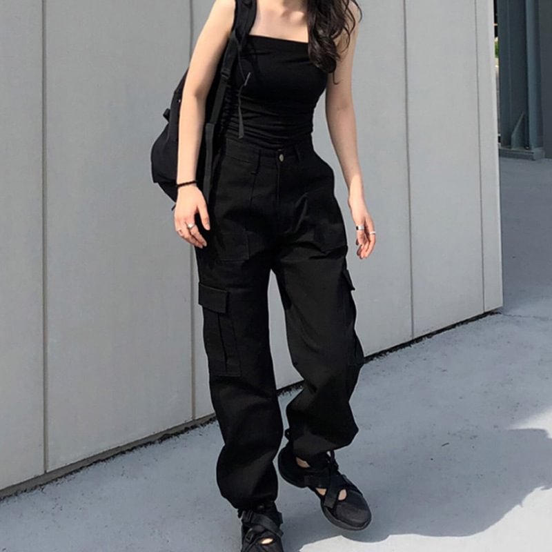 High waist solid color wild loose trousers - Neojana