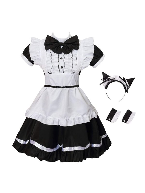 Cat Ear French Maid Costume Lingerie Suit-Icossi