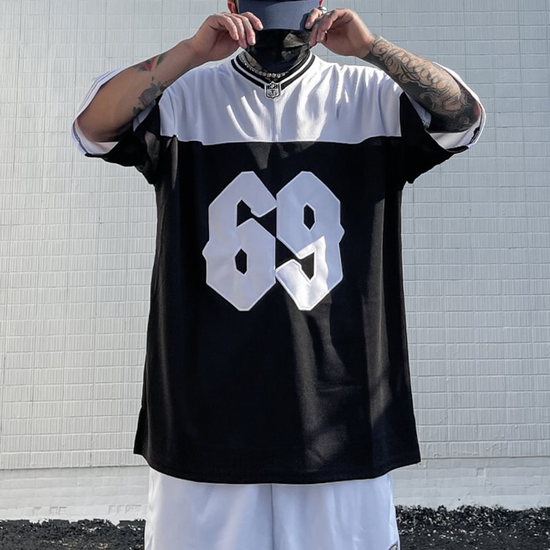 Retro Letter Hip Hop Short Sleeve Baseball T-Shirt / Techwear Club / Techwear