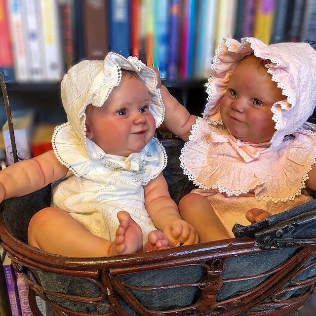  20" Cute Lifelike Handmade Silicone Smile Reborn Baby Twin Sisters Baby Doll Set, Creative Gift - Reborndollsshop.com-Reborndollsshop®