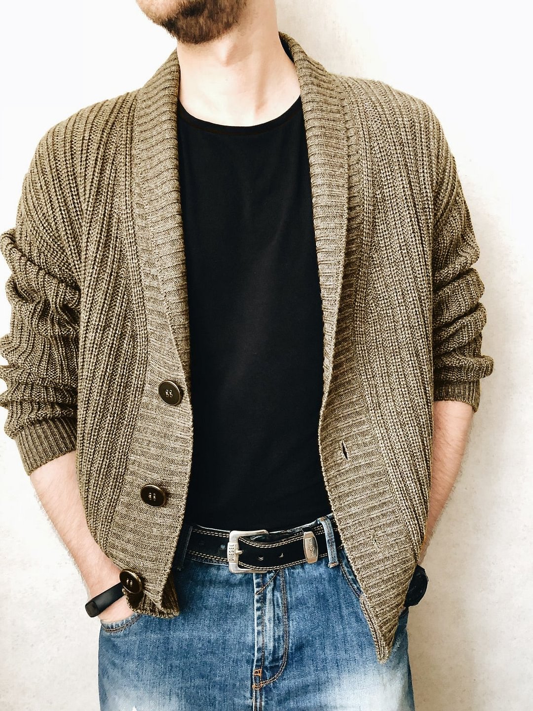 Single Breasted Casual Sweater Knitted Men's-Corachic