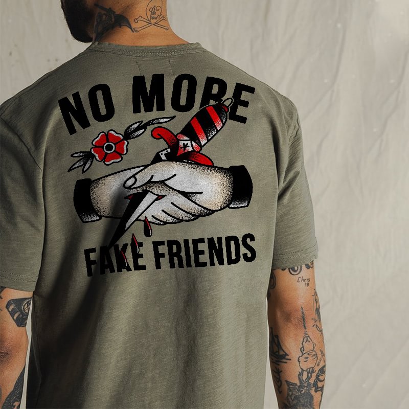 NO MORE FAKE FRIENDS print men's T-shirt - Krazyskull