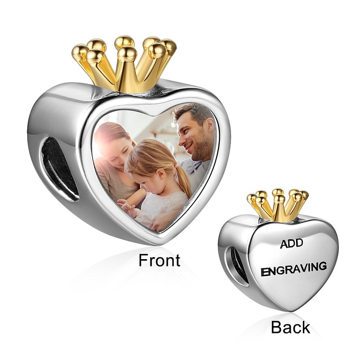 925 Sterling Silver Crown Photo Charm