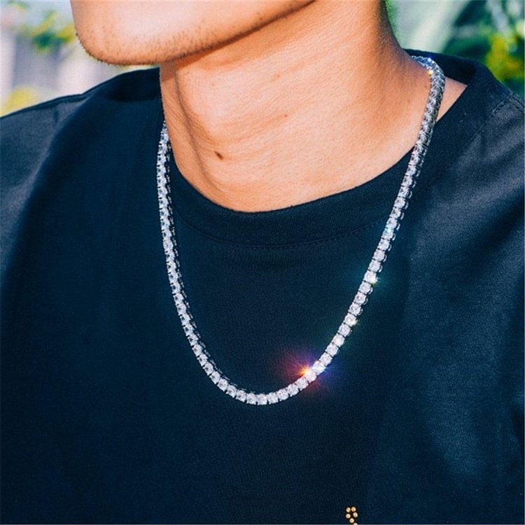3MM 4MM 5MM Iced Out Rhinestone Tennis Men Chain Hiphop Jewelry