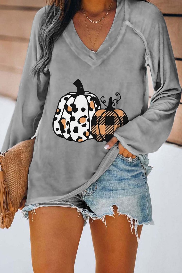 Women's T-shirts Pumpkin Leopard Print T-shirt-Mayoulove