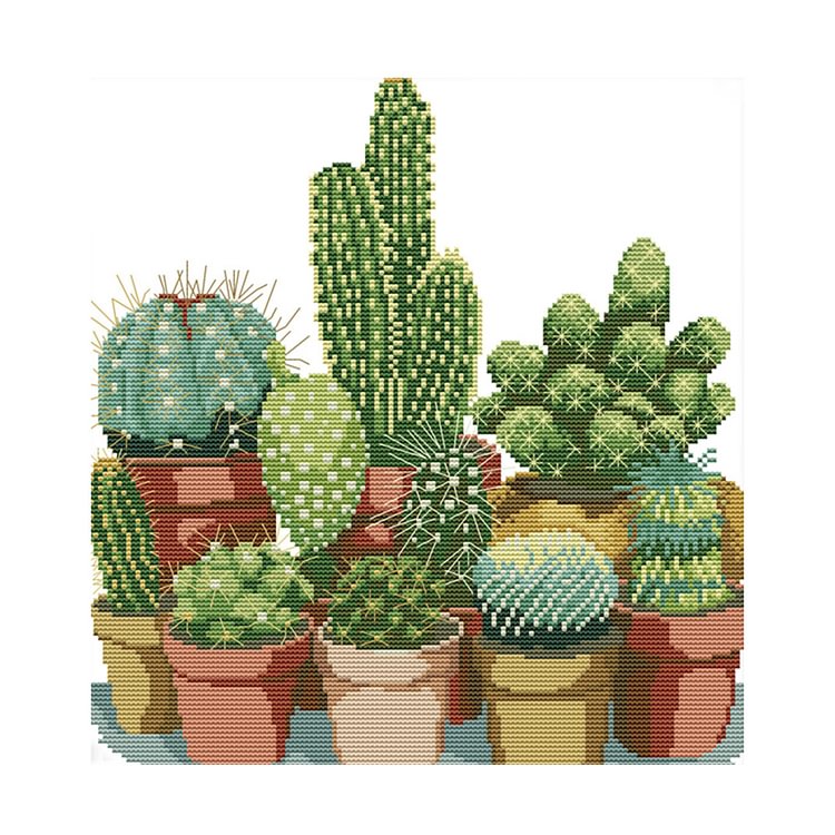 (Counted/Stamped)Cactus - Cross Stitch 34*35CM