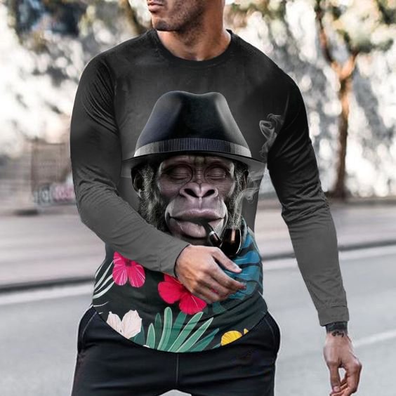 BrosWear Hipster Gorilla Long Sleeve T-Shirt