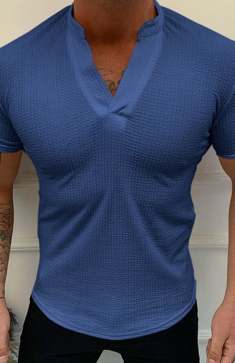 Tiboyz Slim Fit V-Neck Short Sleeve T-Shirt