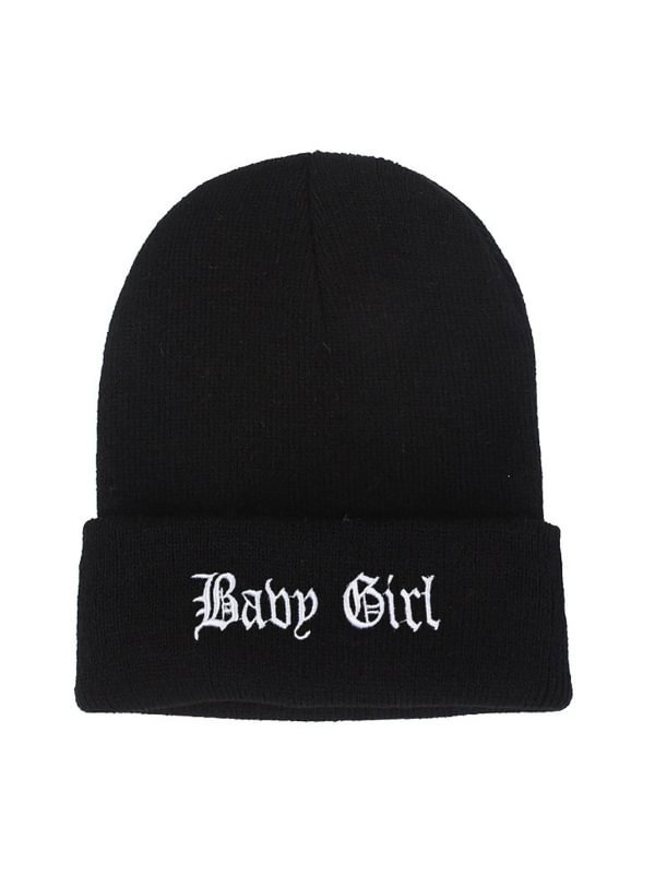 Hip-pop Style BABY GIRL Embroidered Knitted Cuffed Beanie