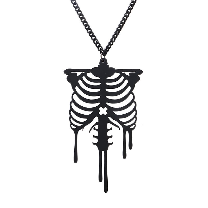 Dark Skull Skeleton Necklace / Techwear Club / Techwear