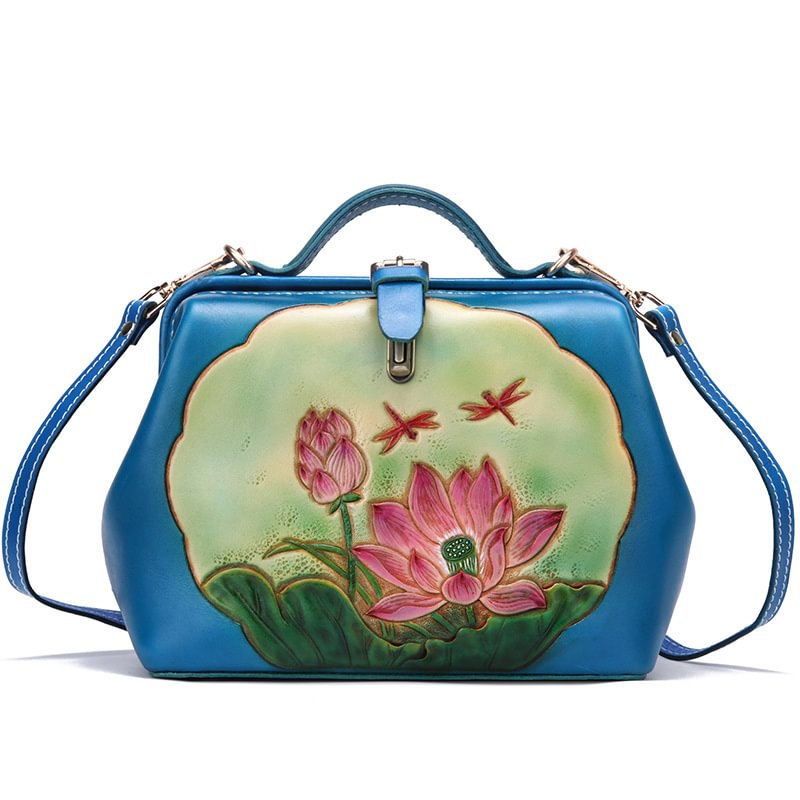 Carved Lotus Flower Handbag