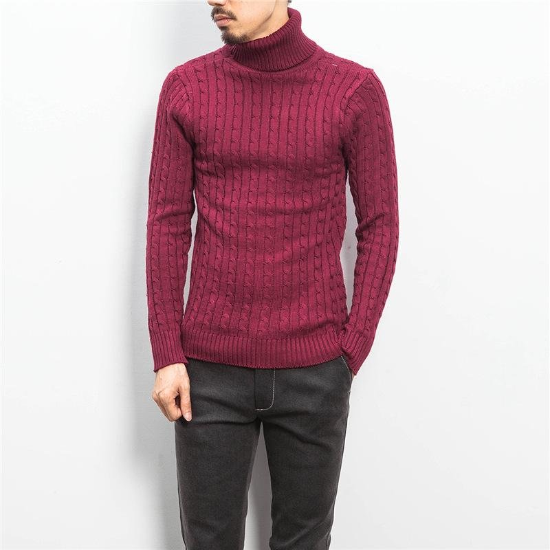 Men's Turtleneck Warm Twist Sweater Jacket-Corachic