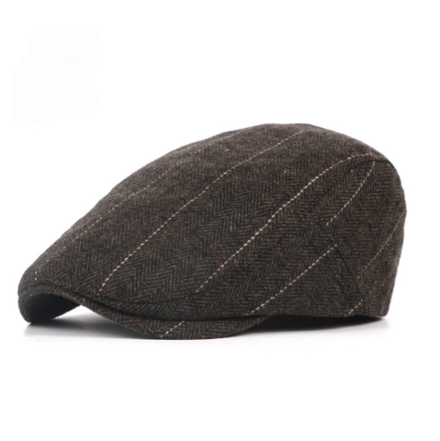 2020 autumn and winter hat men's middle-aged and elderly duck tongue forward hat British style classic plaid woolen beret / [viawink] /