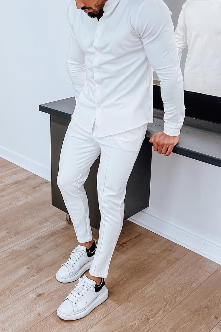 Tiboyz Outfits Fashion Casual Long Sleeve Shirt Set