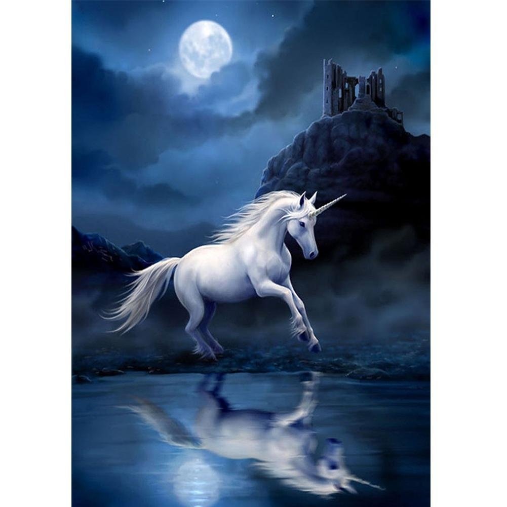Full Round Diamond Painting White Horse (40*30cm)