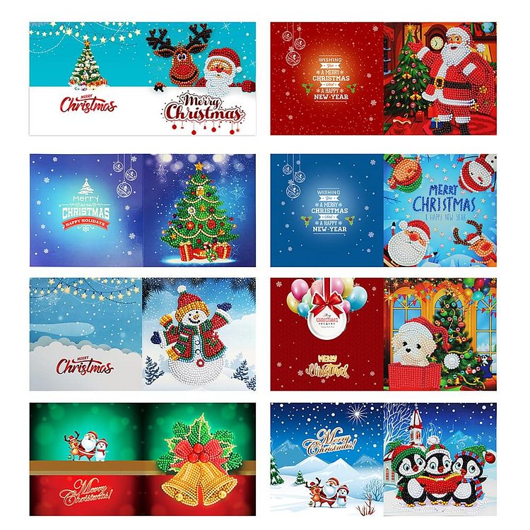 8pcs DIY Special Shaped Diamond Painting Embroidery Christmas Card Gift-gbfke