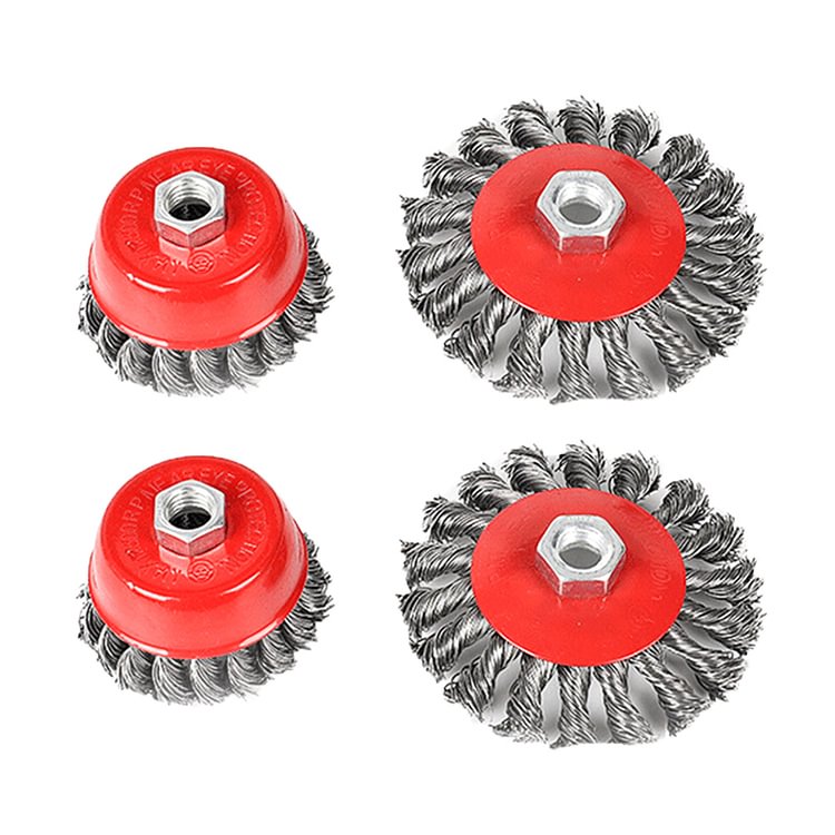 4pcs Angle Grinder Rotary Knot Flat Wire Wheel Cup Brush for Rust Removal