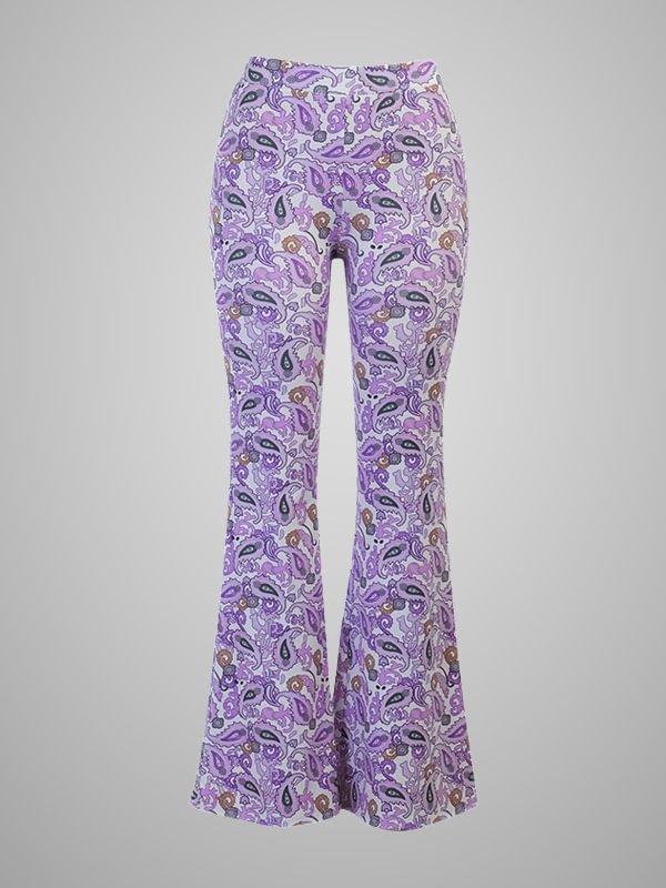 Women's Cashew Printed High-waisted Slim Flared Trousers