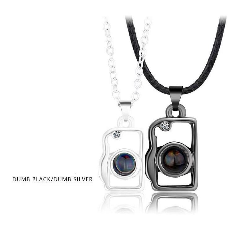 Camera BFF Couple Necklace 100 languages I Love You Projection Magnetic Necklaces-Mayoulove