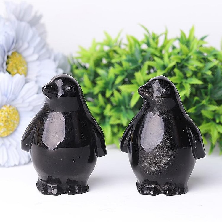 3.2" Silver Obsidian Penguin Crystal Carvings Animal Bulk Crystal wholesale suppliers