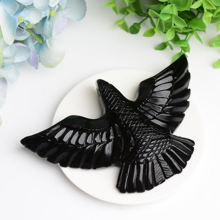6.0" Black Obsidian Bird Crystal Carving Bulk Wholesale