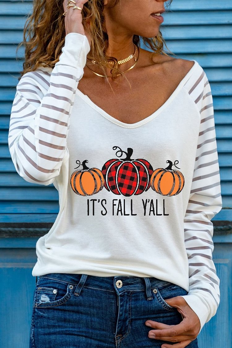 Women's T-shirts Pumpkin Print T-shirt-Mayoulove