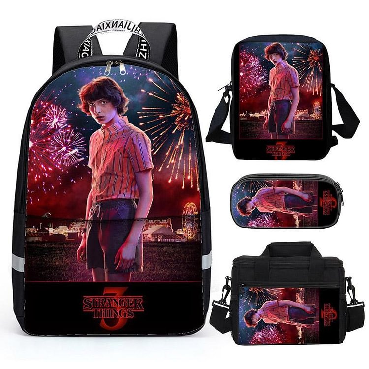 Mayoulove Casual 3D Stranger things Backpack Teen Boys Girls School Book bag with Lunch Box Shoulder Bag  Pen Case-Mayoulove
