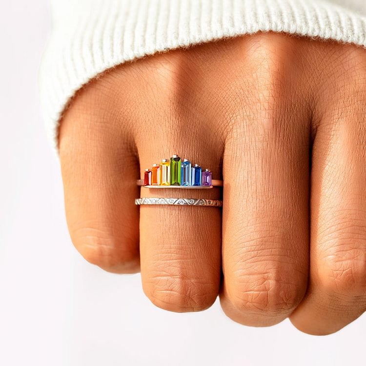 Double Band Rainbow Ring - For Daughter Or Best Friend