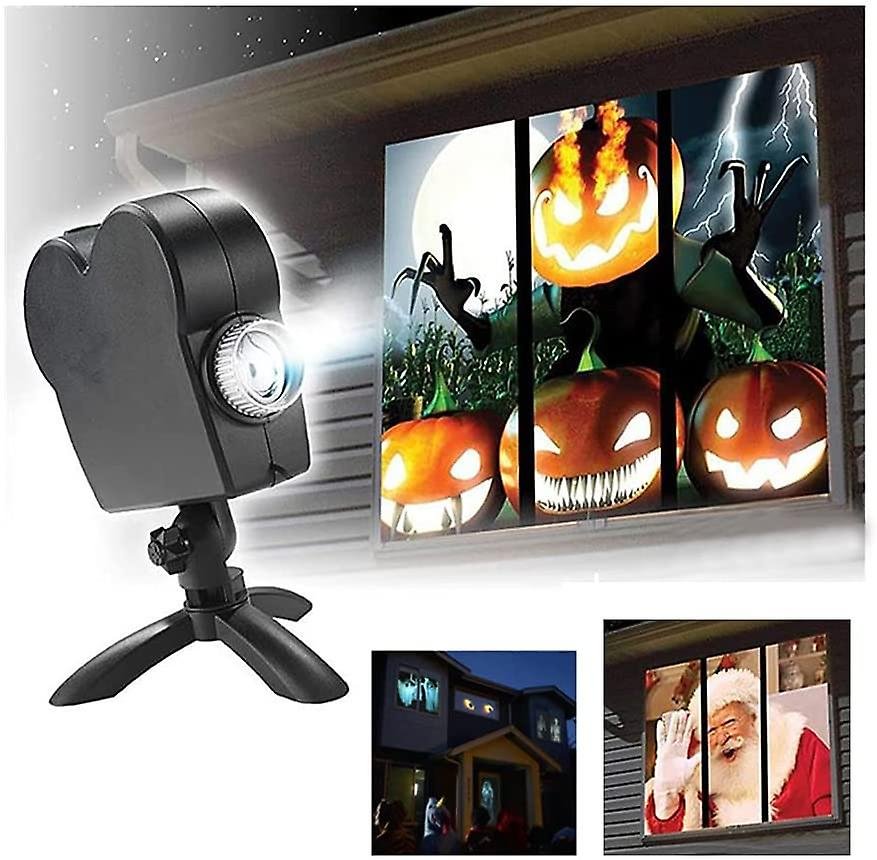Halloween Holographic Projector Spooky Window Halloween Movie Projector Kit Wind - vzzhome