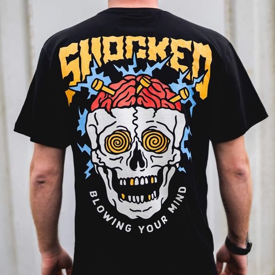 Blowing your mind skull printed basic T-shirt - Krazyskull