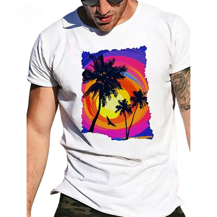 Coconut Tree Sunset Summer Short Sleeve Men's T-Shirts White