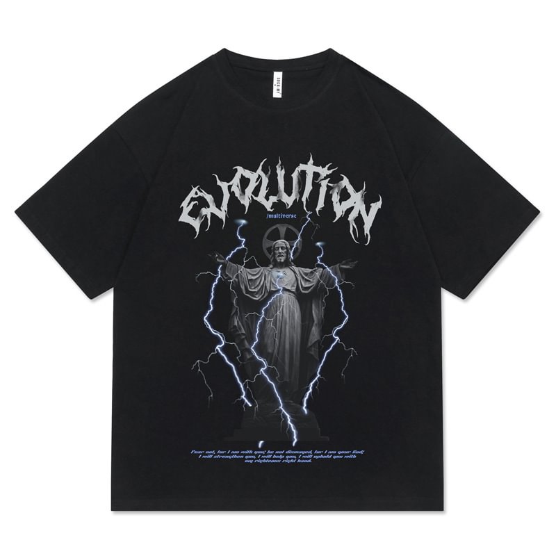 Dark Gothic Lightning Printed T-Shirt / Techwear Club / Techwear