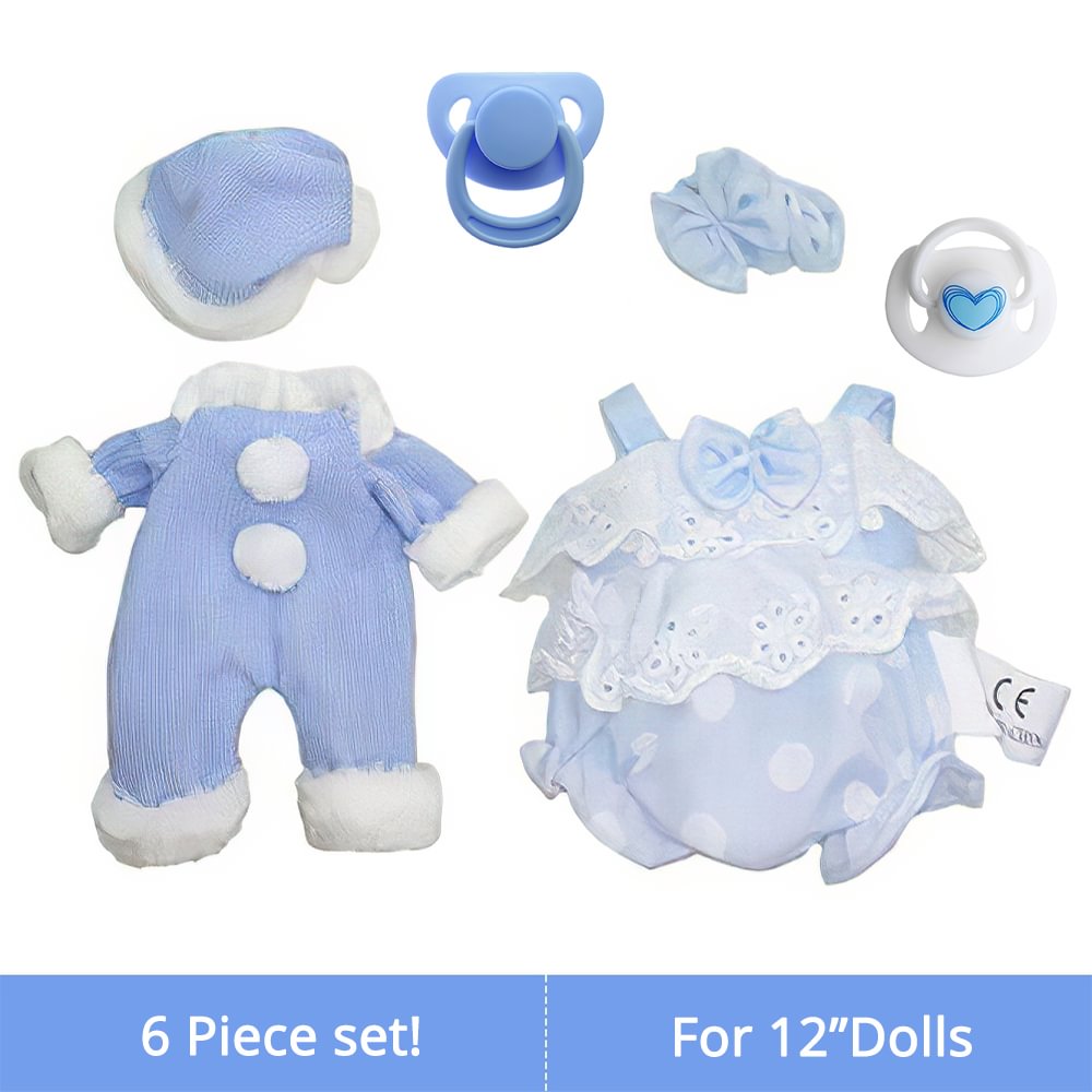 Adorable Suitable 12" Reborn Baby Boy  Essentials-6pcs Gift Set