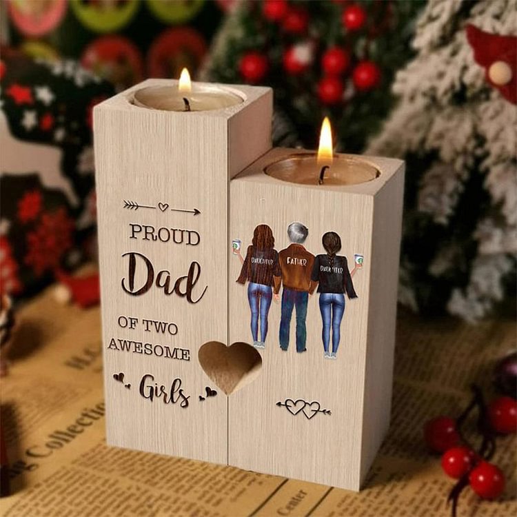 Proud Dad of Two Awesome Girls - Candle Holder