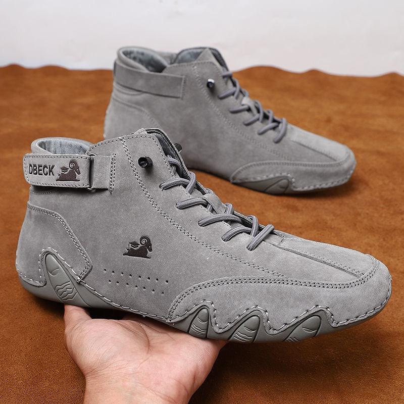 Botas altas italianas de gamuza hechas a mano con velcro