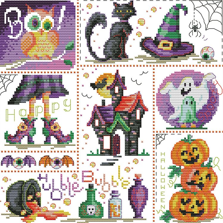 (11Ct Counted/Stamped) Halloween - Cross Stitch Kit 41*41cm