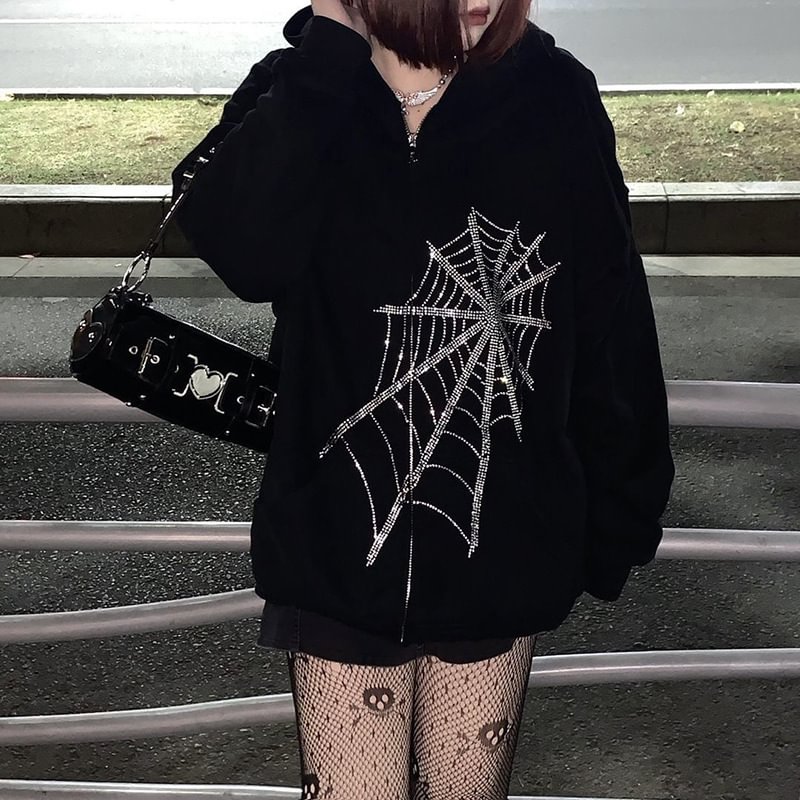 Spider Ironing Long Sleeve Hooded Sweater Jacket / Techwear Club / Techwear