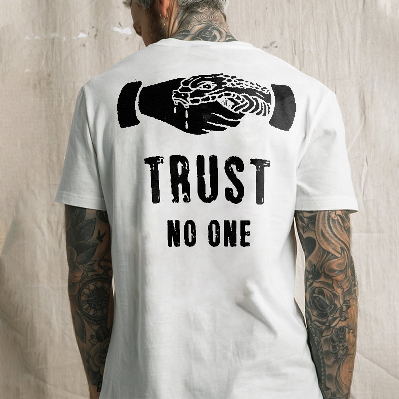 TRUST NO ONE printed crew-neck T-shirt designer - Krazyskull