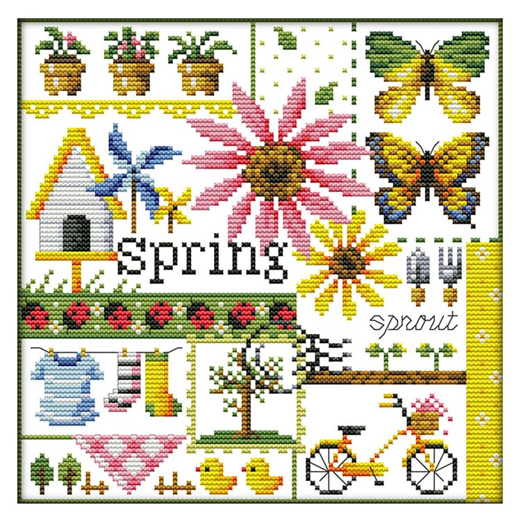 (Counted/Stamped)Four Seasons Spring - Cross Stitch 26*26cm