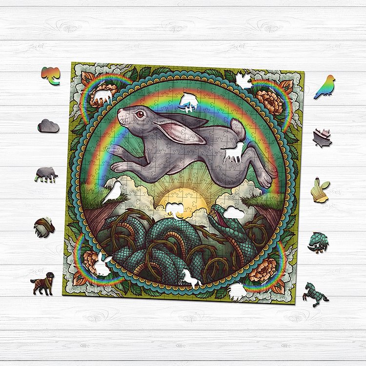 Rabbit and Snake Wooden Jigsaw Puzzle