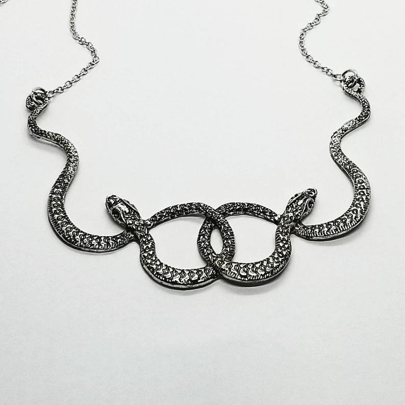 Minnieskull Double Medusa Snake Pendant Punk Style Fashion Necklace - Minnieskull
