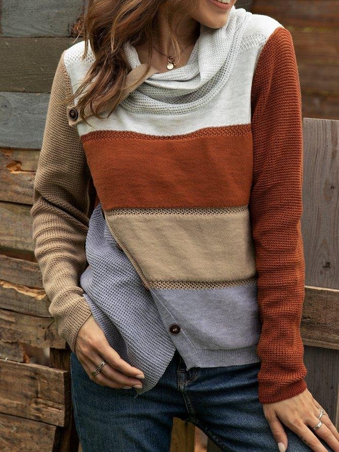 Women's Long Sleeve Casual Sweater-Mayoulove
