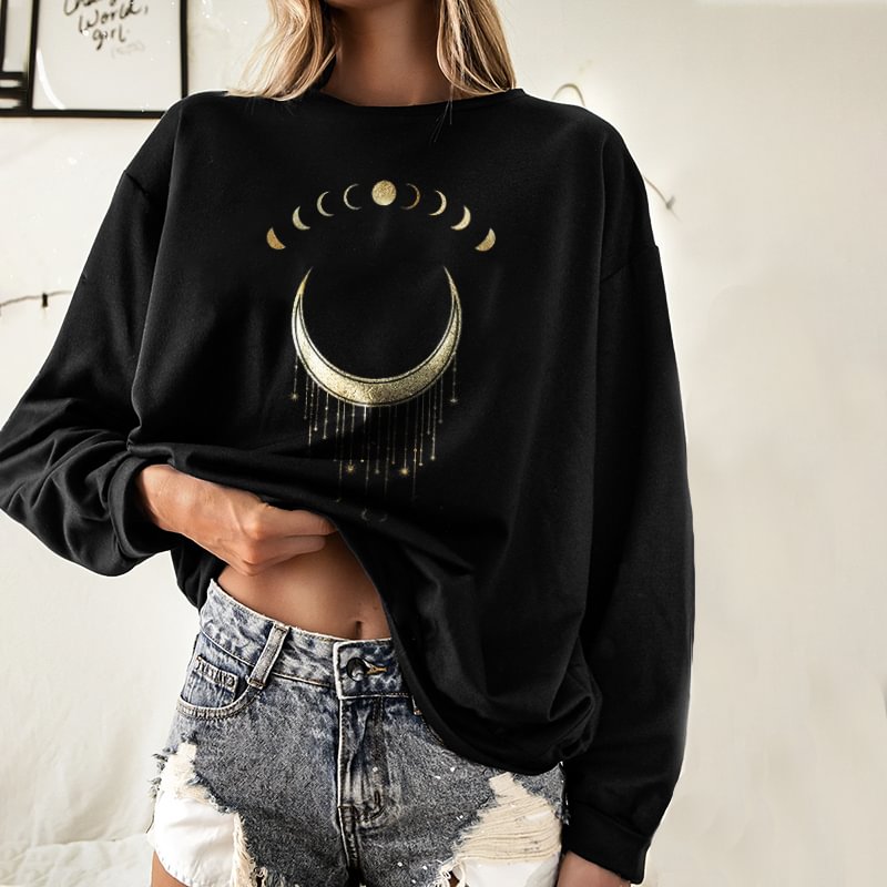   Small Moons And Big Moon Print Women's Sweatshirt - Neojana