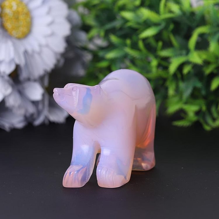 3" Pink Opal Bear Carving for Collection Crystal Gift Animal Bulk Crystal wholesale suppliers