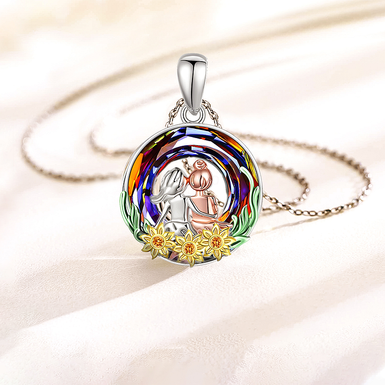For Sister - S925 Sisters are Enternal Circle Crystal Sister Necklace