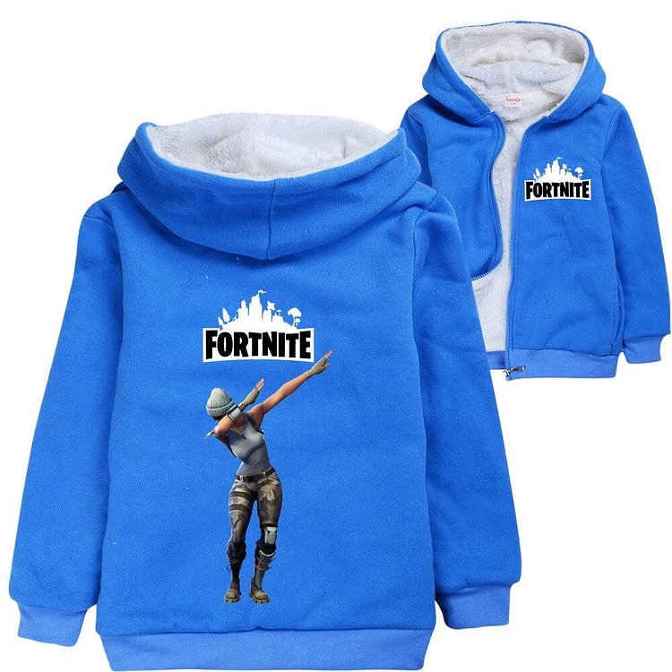 Mayoulove Blue Team Leader Dab Dance Print Boys Fleece Lined Zip Up Hoodie-Mayoulove