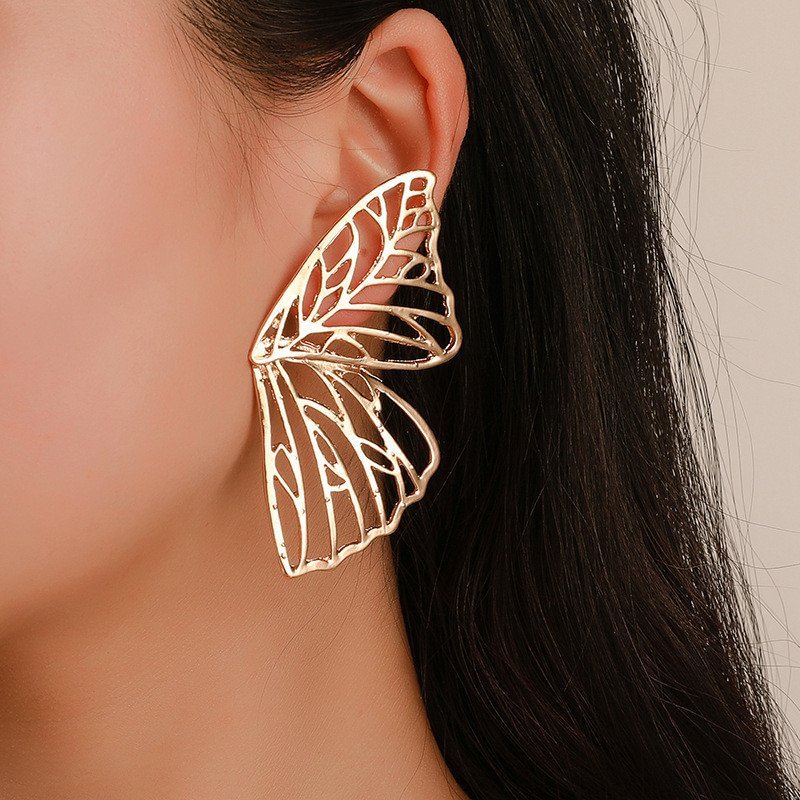 Minnieskull Hollow butterfly wings alloy earrings - Minnieskull